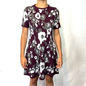 Kenzo purple leopard knit short sleeves mini dress S